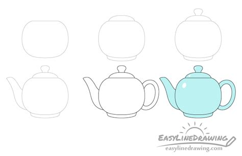 How to Draw a Teapot Step by Step - EasyLineDrawing