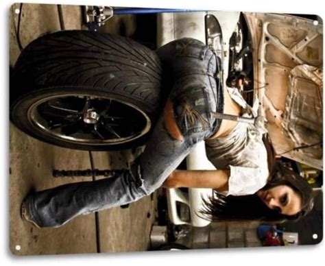Tire Pressure Pinup Girl Sexy Hot Rod Car Garage Auto Decor Large Metal Tin Sign EBay