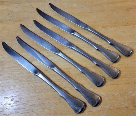 6 Steak Dinner Knives PLYMOUTH ROCK Oneida Profile Stainless Hollow