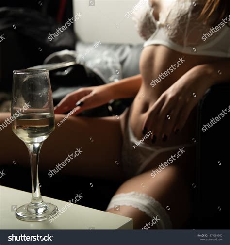 Sexy Girl Lingerie Glass White Wine Stock Photo Shutterstock