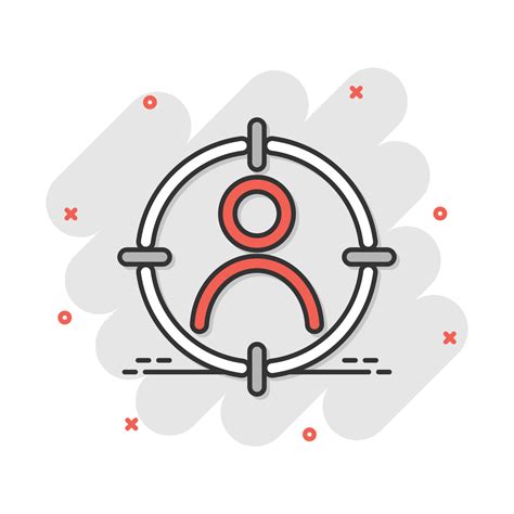 Vector cartoon target audience icon in comic style. Marketing target
