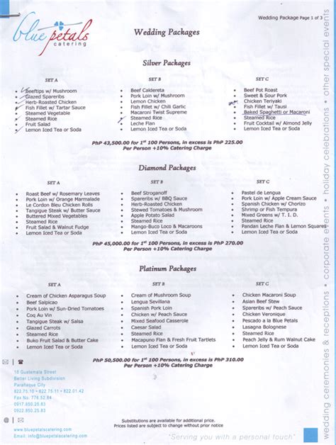 Catering Package Template