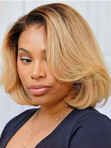 Blonde Ombre Straight Bob Wear Go Glueless 9x6 HD Lace Wig Pre Cut Pre Plucked Pre Bleached