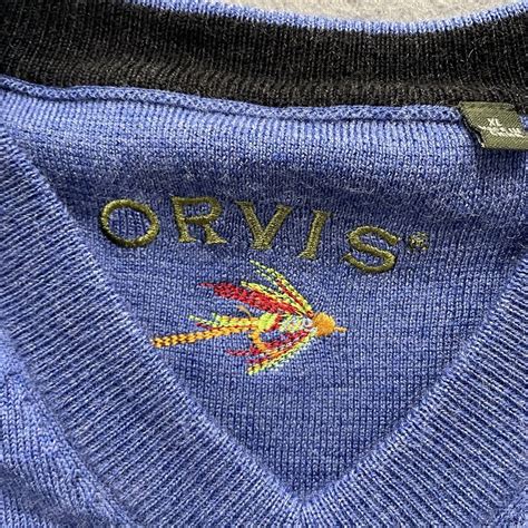 Orvis Sweater Mens Xl Merino Wool Blue V Neck Long Sleeve Stretch