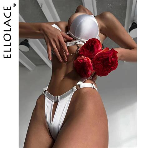 Ellolace Crotchless Sexy Lingerie Luxury Push Up Bra Fancy Underwear