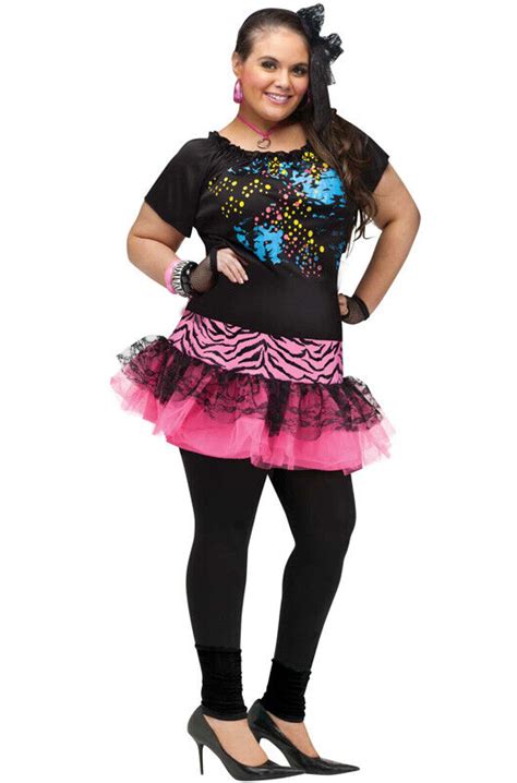 Fun World 122725fw Womens Plus Size 80s Pop Party Costume For Sale