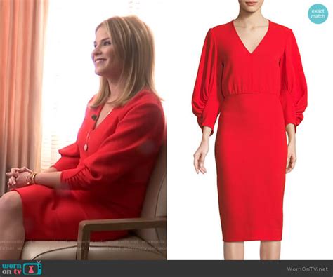 Wornontv Jennas Red Gathered Sleeve Dress On Today Jenna Bush Hager Clothes And Wardrobe