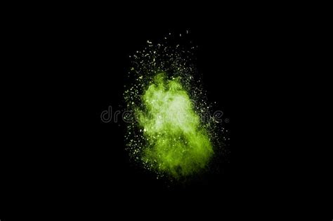 Abstract Green Dust Explosion On Black Background Green Powder