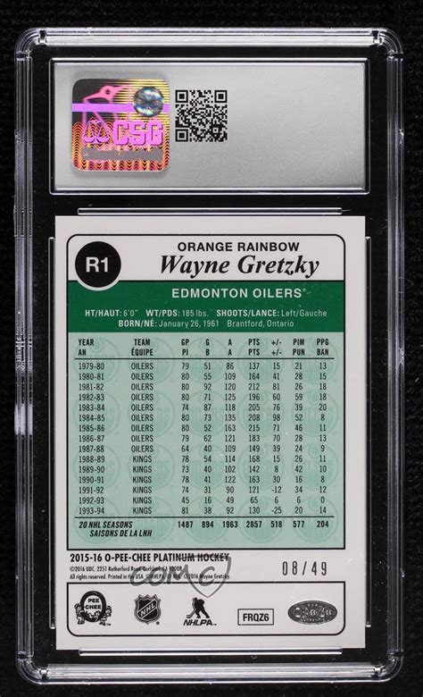 O Pee Chee Platinum Retro Rainbow R Wayne Gretzky Wayne