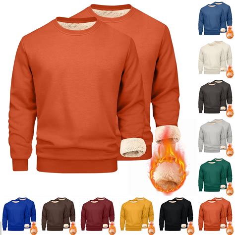 bxingohai  pack mens crewneck sweatshirt warm sherpa lined