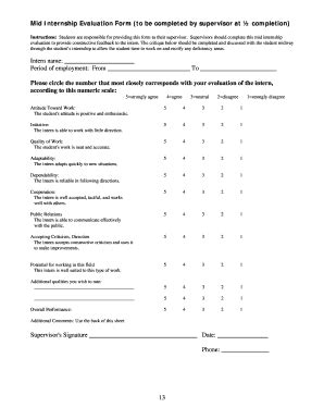 Fillable Online Msu Mid Internship Evaluation Form To Be Completed By