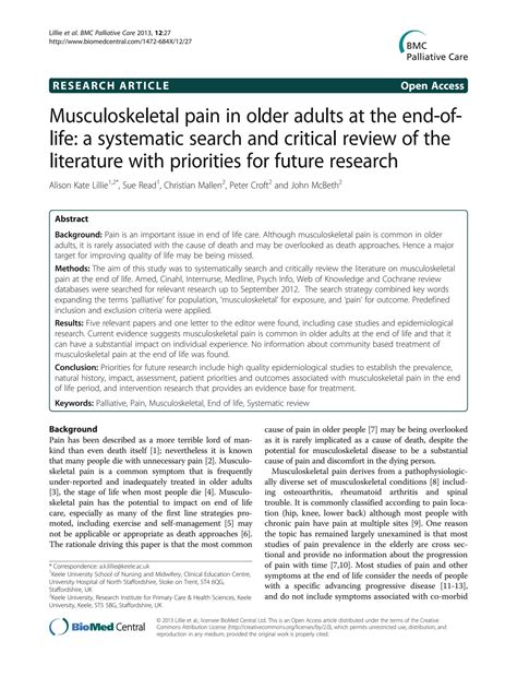 SOLUTION: Musculoskeletal pain in older adults at the end of life a