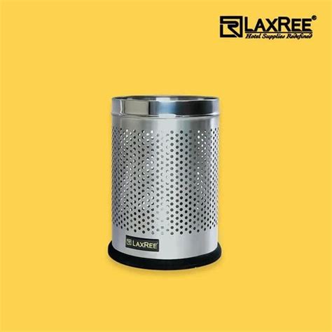 Open Top Silver Stainless Steel Dustbin For Hotel Size 24 384 X 24