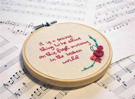 Mary Oliver Poetry Quote From Invitation Embroidery Hoop Art Etsy