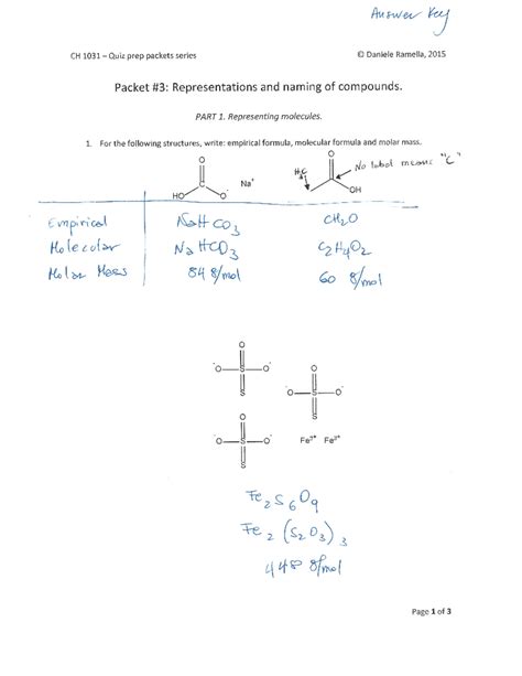 CH 1031 Worksheet 10 - Ideal Gases Answer Key and Explanations - Studocu