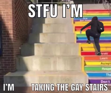 Taking The Stairs STFU I M Not Taking The Gay Stairs Know Your Meme