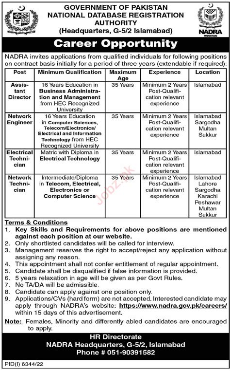 National Database Registration Authority NADRA Jobs 2023 2024 Job