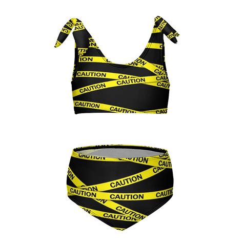 Caution Tape Girl S Piece Bikini Set Beach Sport Swimsuit Swimwear Y Cm Walmart