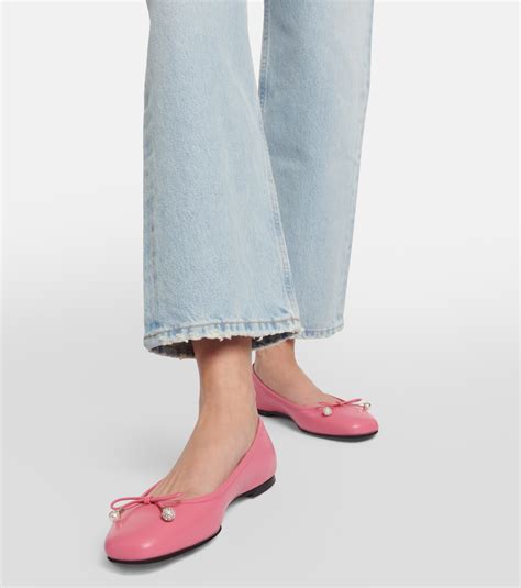 Elme Leather Ballet Flats In Pink Jimmy Choo Mytheresa