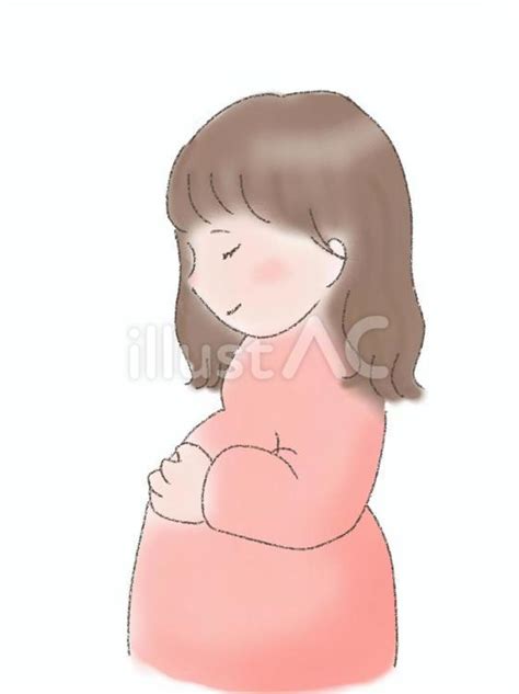 お腹に手を当てる妊婦さんイラスト No 23604108／無料イラストフリー素材なら「イラストac」