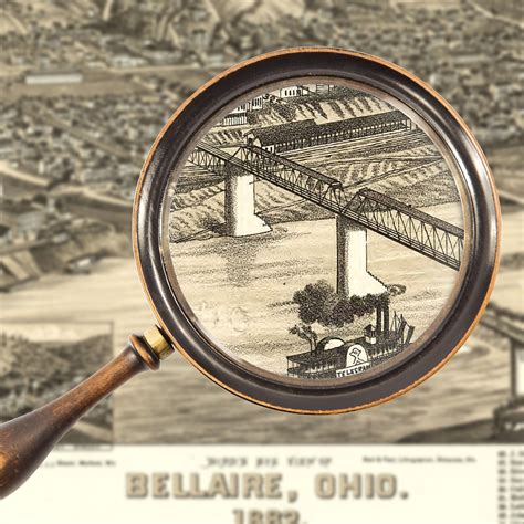 Map Of Bellaire Ohio 1882 Antique Birdseye Map Custom Etsy