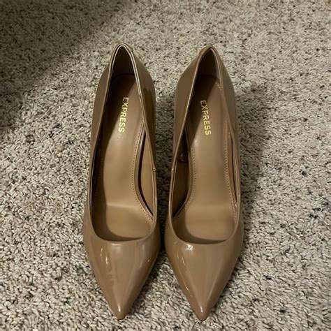 Express Shoes Nude Patent Leather Heels Poshmark