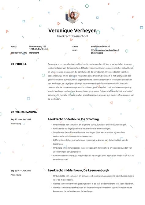 Voorbeeld Cv Leraar Basisonderwijs Docent Leerkracht