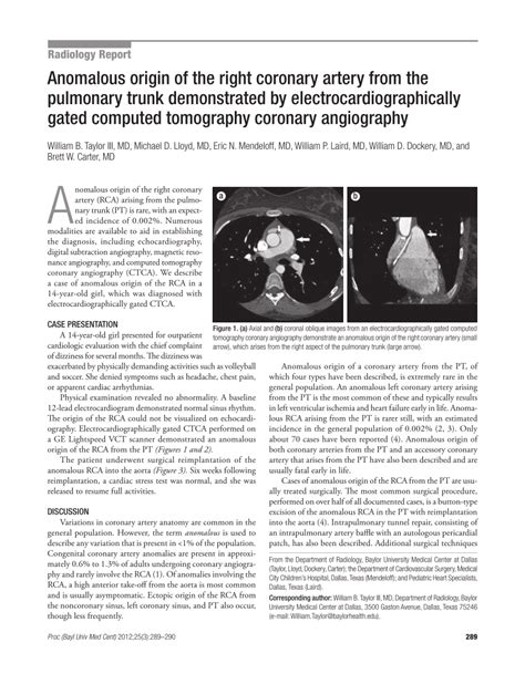 Pdf Anomalous Origin Of The Right Coronary Artery From The Pulmonary