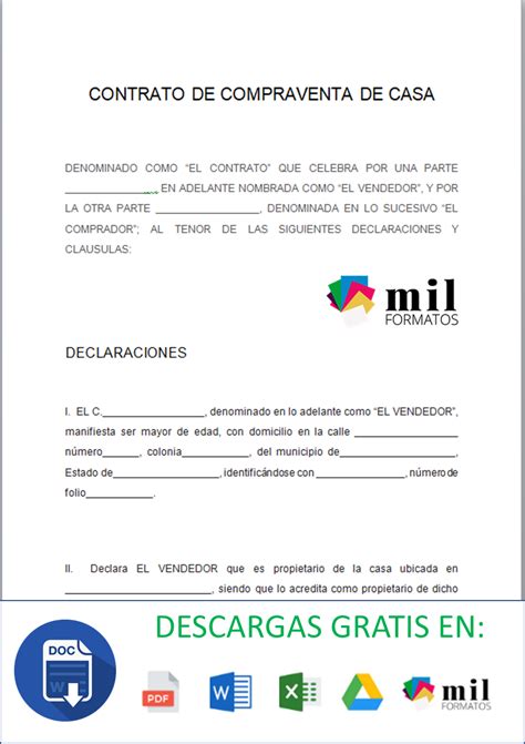 Contrato De Compraventa Mercantil Ejemplos Formatos Word Pdf