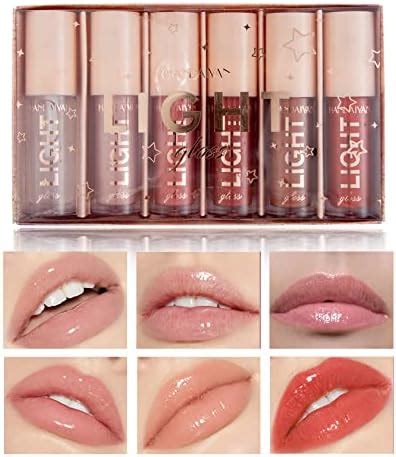 Amazon AWCCXMYM 6PCS Nude Lip Gloss Set Shine Glossy Plumping