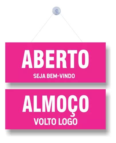 Placa Aberto Seja Bem Vindo Almoco Volto Logo Rosa Ventosa