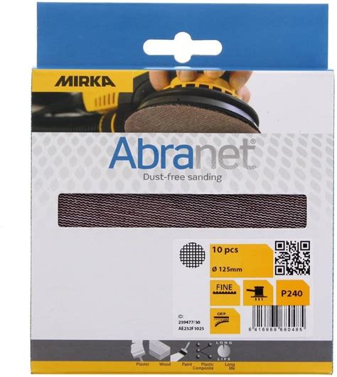 Mirka AE232F1025 Abranet Sanding Discs 125mm Grip P240 Grit 10 Pack ...