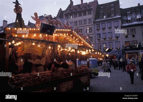 Eu France Strasbourg Christmas Market Food Stall Stock Photo Alamy