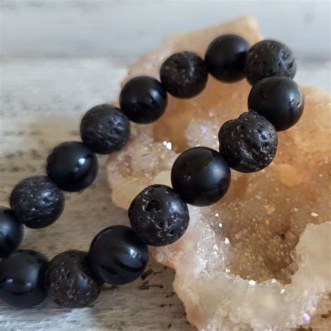 Браслет мужской из натуральных камней яшмы лавы шунгита гематита в ...