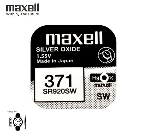 Maxell Батарейка 370, 371 (SR69, SR920), Серебряно-цинковый тип, 1,55 В ...