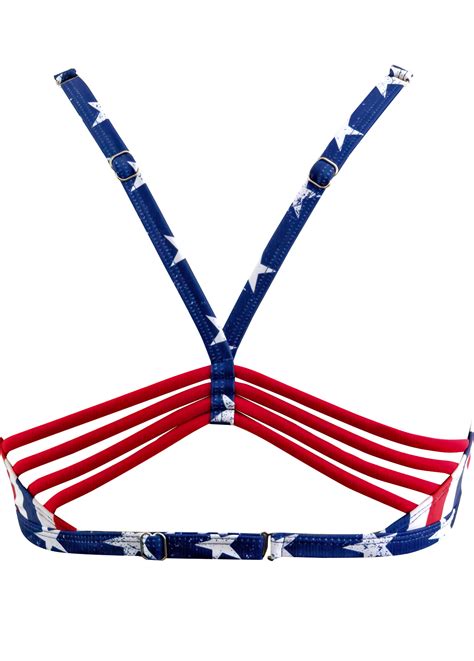 Mid Waisted American Flag Print Navy Bikini Set Modlily Usd
