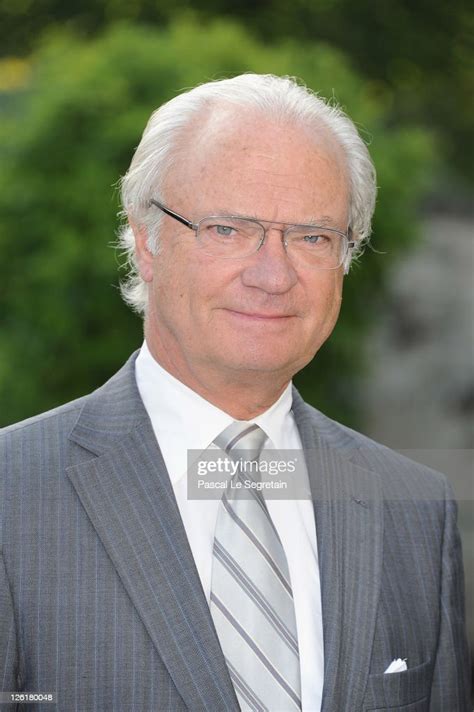 King Carl Gustaf Of Sweden Arrives To Visit The Musee National Des