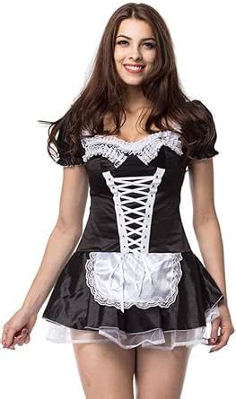 Khdfyer Sexy Lingerie Sexy Cosplay French Apron Maid Dress Women Exotic Servant Costume Adult