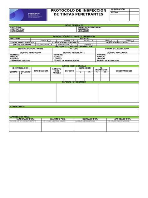 protocolo de inspeccion de tintas penetrantes