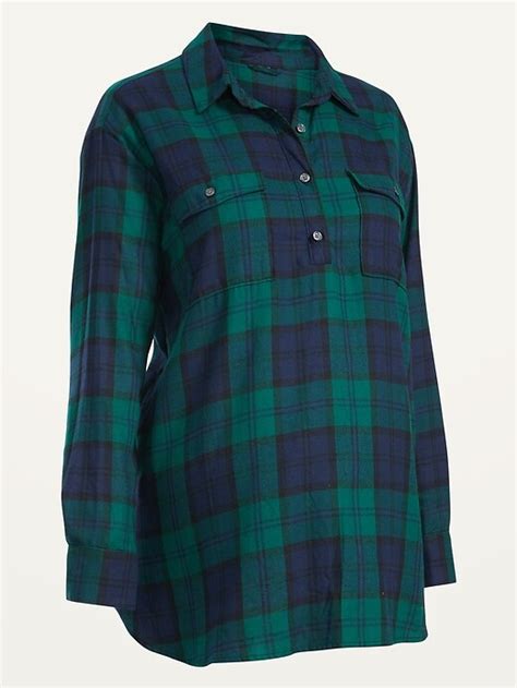 Old Navy Maternity Oversized Boyfriend Plaid Flannel Shirt