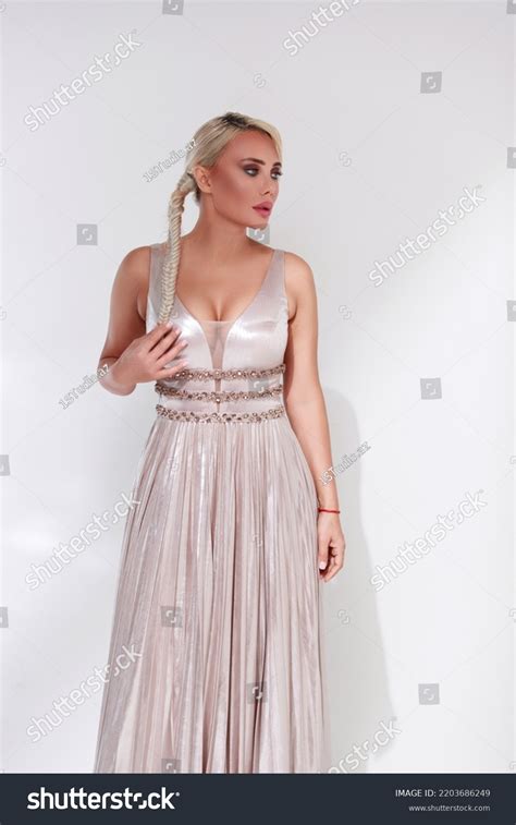 Sexy Blonde Woman Posing White Background Stock Photo 2203686249 Shutterstock