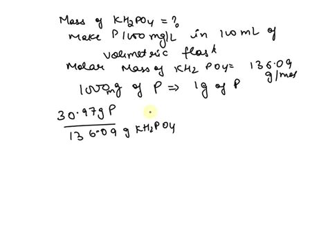 Solved The Molar Mass Of Potassium Dihydrogen Phosphate Kh2po4 Is 13609 Gmol How Much