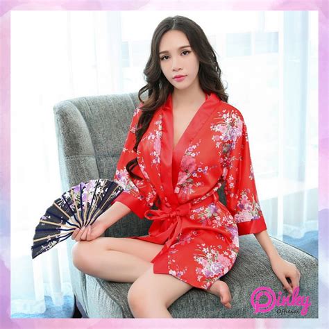 Jual Pinky Lingerie Set Bunga Kimono Baju Tidur Kostum Jubah Jepang Terbaru Shopee Indonesia