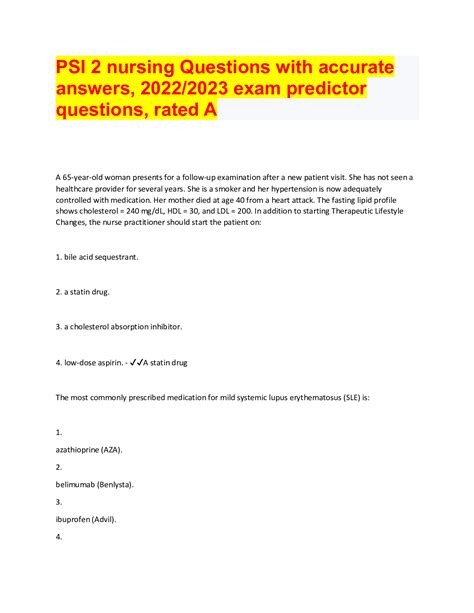 PSI 2 Nursing Questions With Accurate Answers 2022 2023 Exam Predictor