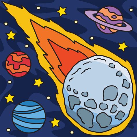 que cae asteroide de colores dibujos animados ilustración 21964689