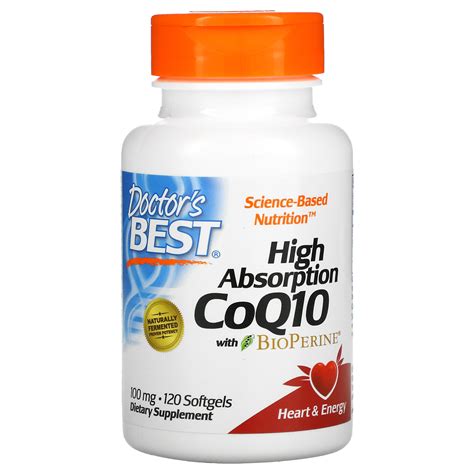 Doctor's Best, High Absorption CoQ10 with BioPerine, 100 mg, 120 ...
