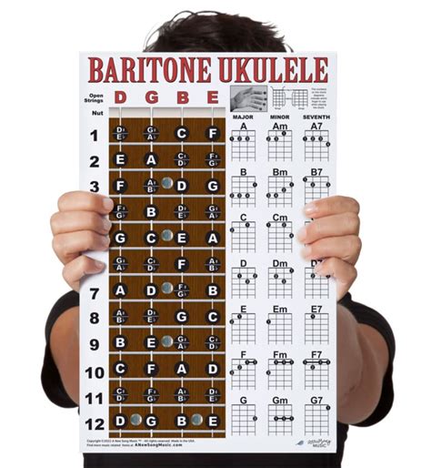 Laminated Left Handed Ukulele Chord Notes Poster Chart 11x17 Beginner