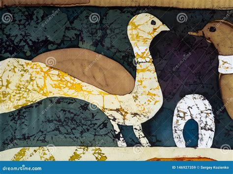 Pigeons Fragment Hot Batik Background Texture Stock Image Image Of White Style