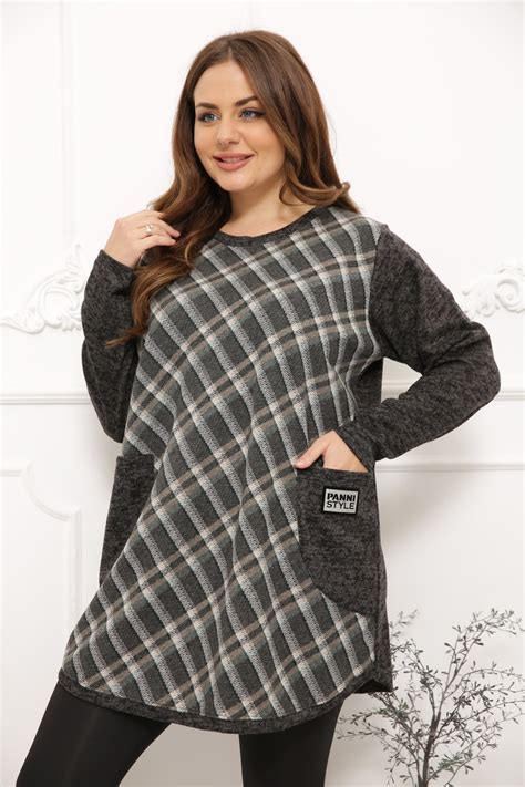 Купить Туника женская большого размера Лола графит (52-66), цена 670 ...