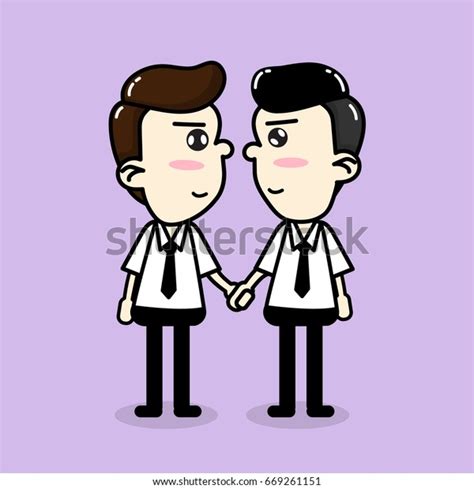 Gay Couple Hold Hand Gay Vector Stock Vector Royalty Free 669261151 Shutterstock